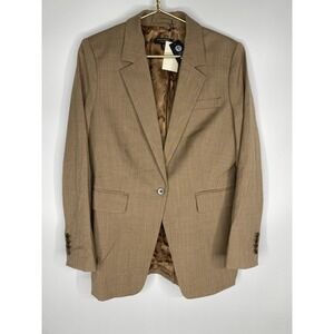 Banana Republic Fabbrica Alta Italian Wool Blend Blazer Womens Size 10 NEW Tan